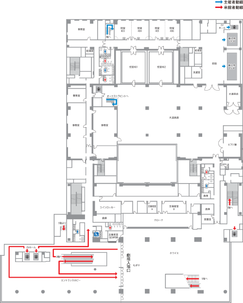 劇場の4階平面図のイメージ