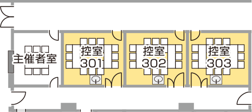 控室301から303のレイアウト例のイメージ